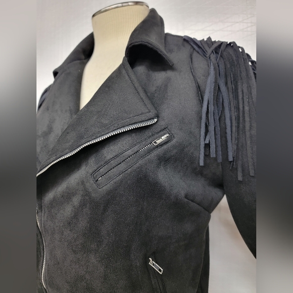 **SOLD***Poison Rock Band Fringe Moto Jacket Upcycled - Picture 7 of 10